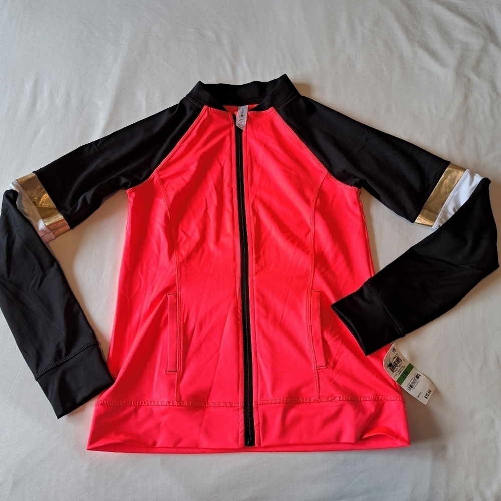 Ideology girls size large bright flamingo pink zip up NWT